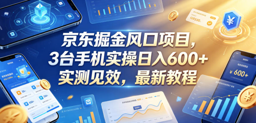 京东掘金风口项目，3台手机实操日入600+，实测见效，最新教程【揭秘】-创享网