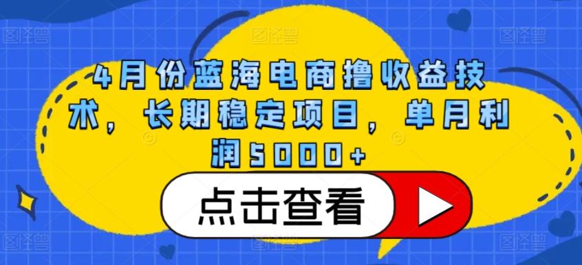 4月份蓝海电商撸收益技术，长期稳定项目，单月利润5000+【揭秘】 - 创享网-创享网