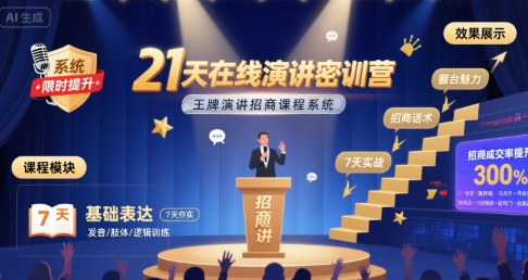 21天在线演讲密训营，王牌演讲招商课程系统 - 创享网-创享网