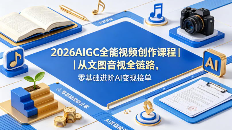 2026AIGC全能视频创作课程｜从文图音视全链路，零基础进阶AI变现接单-创享网