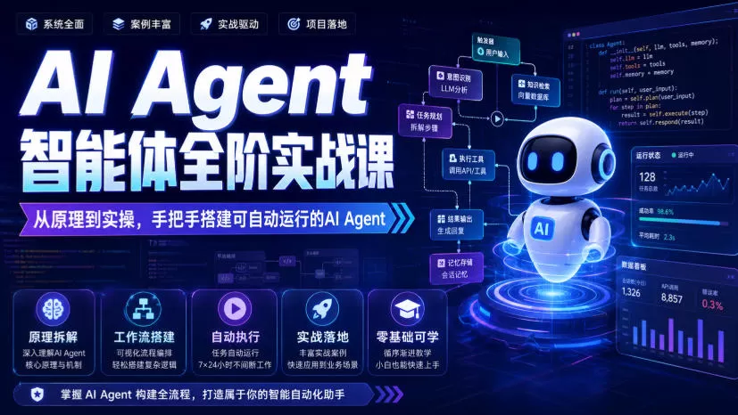 AI Agent智能体全阶实战课，从原理到实操，手把手搭建可自动运行的AI Agent-创享网