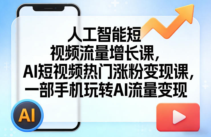人工智能短视频流量增长课，AI短视频热门涨粉变现课，一部手机玩转AI流量变现-创享网