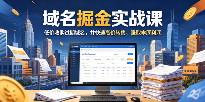 域名交易掘金实战课，低价收购过期域名，并快速高价转售，賺取丰厚利润【原创双语字幕】-创享网