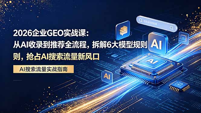 2026 企业GEO实战课：从AI收录到推荐全流程，拆解6大模型规则，抢占 AI 搜索流量新风口-创享网