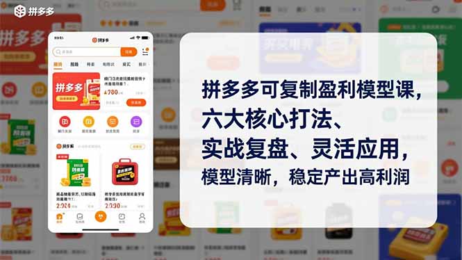 拼多多可复制盈利模型课，六大核心打法、实战复盘、灵活应用，模型清晰，稳定产出高利润-创享网