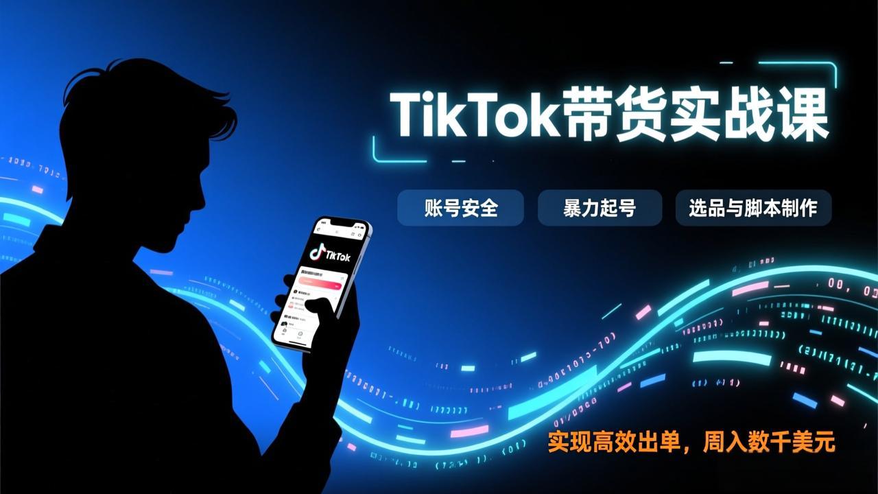 TikTok带货实战课，涵盖账号安全、暴力起号、选品与脚本制作，实现高效出单，周入数千美元-创享网