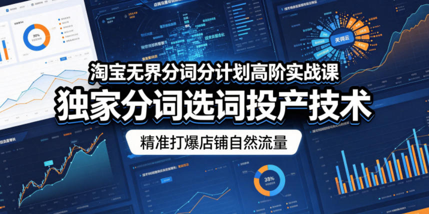 淘宝无界分词分计划高阶实战课，独家分词选词投产技术，精准打爆店铺自然流量 - 创享网-创享网