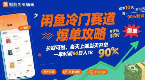闲鱼冷门赛道爆单攻略，长期可做，当天上架当天开单，一单利润90% 利润，日入1k【揭秘】 - 创享网-创享网