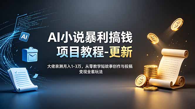 AI小说暴利搞钱项目教程-更新，大佬亲测月入1-3万，从零教学短故事创作与投稿变现全套玩法 - 创享网-创享网
