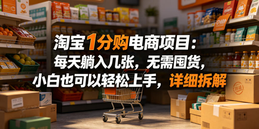 淘宝1分购电商项目：每天躺入几张，无需囤货，小白也可以轻松上手，详细拆解 - 创享网-创享网