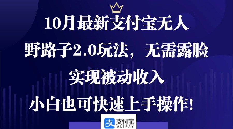 10月最新支付宝无人野路子2.0玩法，无需露脸，实现被动收入，小白也可... - 创享网-创享网