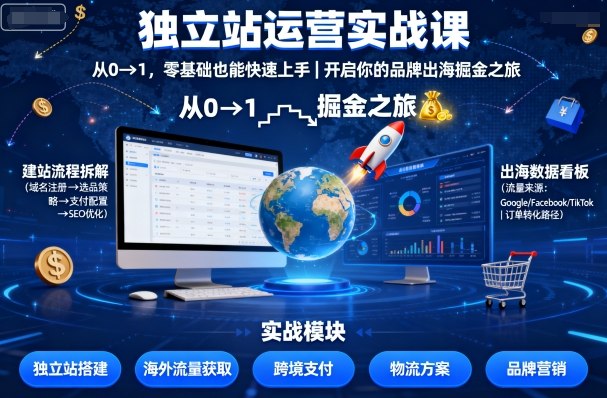 独立站运营实战课，从0到1，零基础也能快速上手，开启你的品牌出海掘金之旅 - 创享网-创享网