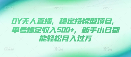 DY无人直播，稳定持续型项目，单号稳定收入500+，新手小白都能轻松月入过万【揭秘】 - 创享网-创享网