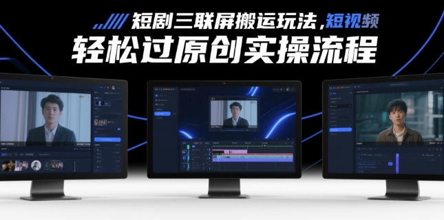 短剧三联屏搬运玩法，短剧搬运轻松过原创实操流程 - 创享网-创享网