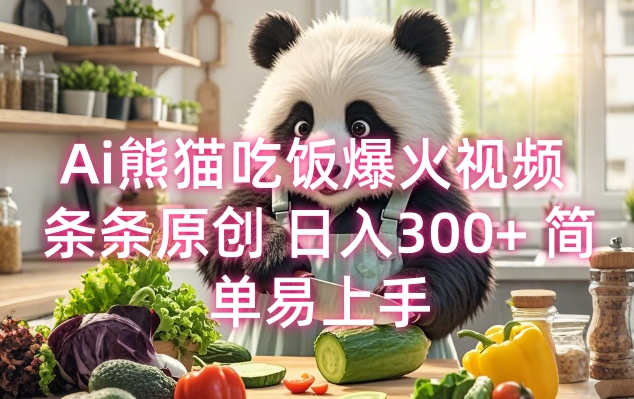 Ai熊猫吃饭爆火视频 条条原创 日入300+ 简单易上手 - 创享网-创享网