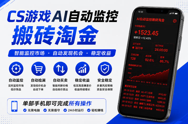 CS游戏AI自动监控搬砖淘金，稳定运行多年，支持任何形式验证，日入300+【揭秘】-创享网