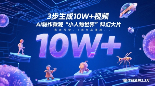 3步生成10W+视频，AI制作微观“小人物世界”科幻大片，条条万赞，1条作品涨粉2.3W - 创享网-创享网