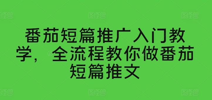 番茄短篇推广入门教学，全流程教你做番茄短篇推文 - 创享网-创享网