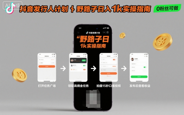 抖音发行人计划全新野路子玩法,随时随地,只要有手机,就能操作,日入1k+【揭秘】-创享网