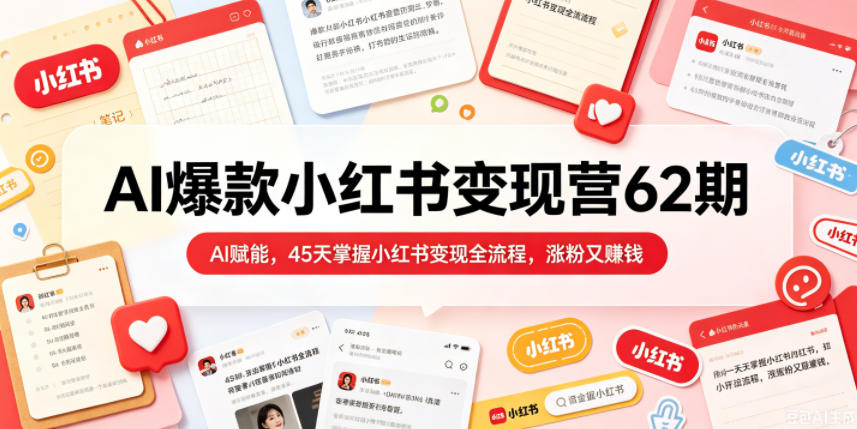 AI爆款小红书变现营62期2026年5月，AI赋能，45天掌握小红书变现全流程，涨粉又賺钱 - 创享网-创享网