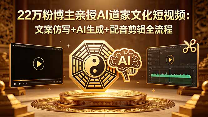 22万粉博主亲授AI道家文化短视频：文案仿写+AI生成+配音剪辑全流程-创享网