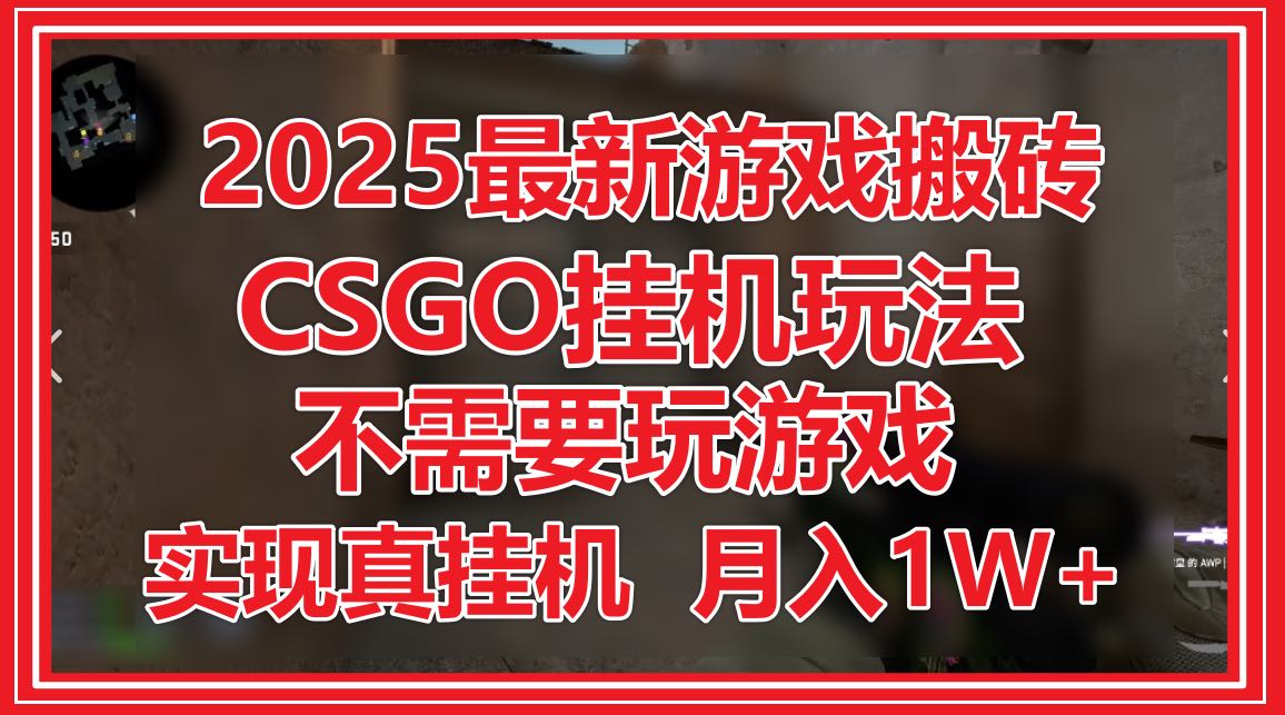 2025最新游戏搬砖，CSGO挂机，不需要玩游戏，实现真挂机，月入1W+ - 创享网-创享网