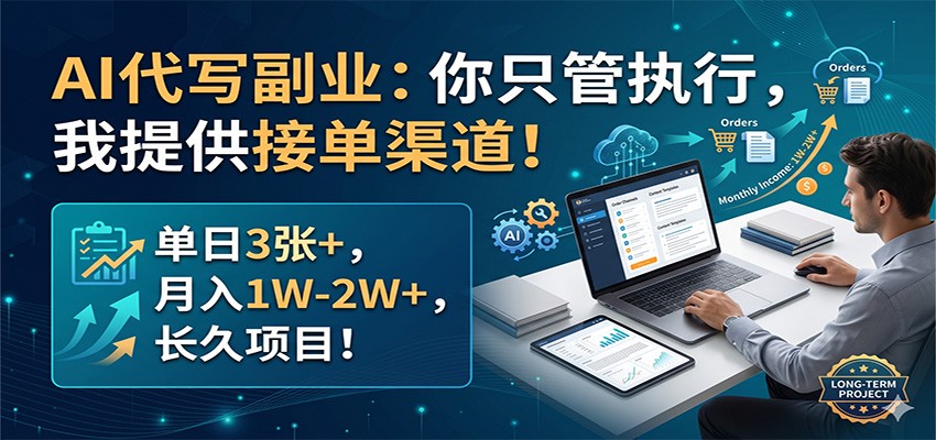 AI代写副业：你只管执行，我提供接单渠道！单日3张+，月入1W-2W+，长久项目-创享网