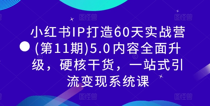 小红书IP打造60天实战营(第11期)5.0​内容全面升级，硬核干货，一站式引流变现系统课 - 创享网-创享网