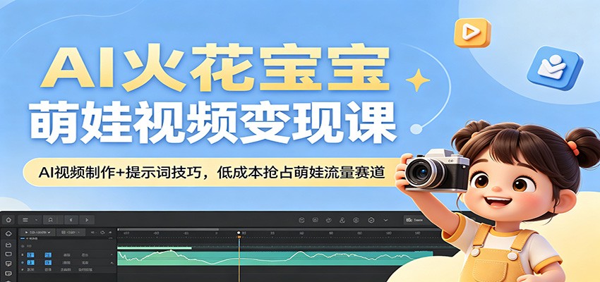 AI火花宝宝萌娃视频变现课：AI视频制作+提示词技巧，低成本抢占萌娃流量赛道-创享网