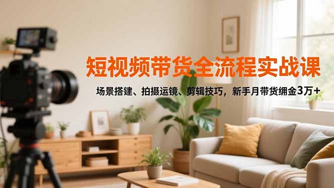 短视频带货全流程实战课，场景搭建、拍摄运镜、剪辑技巧，新手月带货佣金3万+ - 创享网-创享网