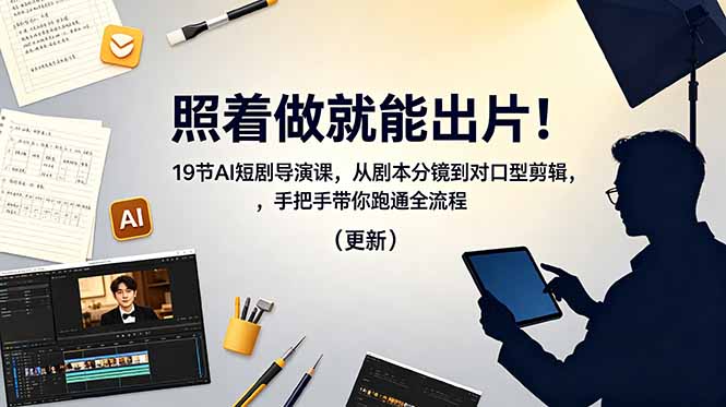 照着做就能出片！19节AI短剧导演课，从剧本分镜到对口型剪辑，手把手带你跑通全流程(更新-创享网