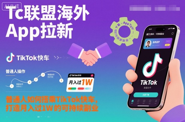 Tc联盟海外App拉新:普通人如何搭乘TikTok快车,打造月入过1W的可持续副业-创享网