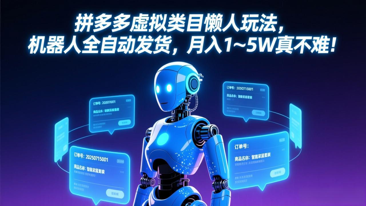 拼多多虚拟类目懒人玩法，机器人全自动发货，月入 1-5W 真不难！-创享网