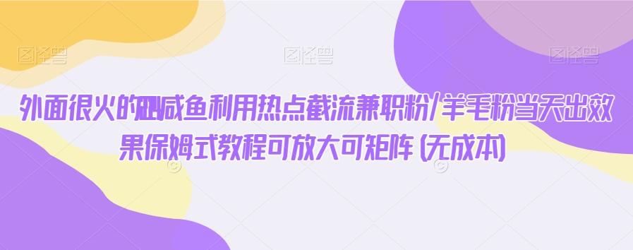 外面很火的2024咸鱼利用热点截流兼职粉/羊毛粉当天出效果保姆式教程可放大可矩阵(无成本) - 创享网-创享网