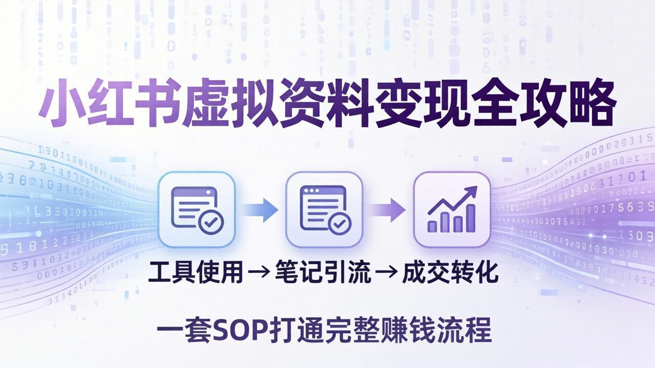 小红书虚拟资料变现全攻略：从工具使用到笔记引流成交，一套 SOP 打通完整赚钱流程-创享网