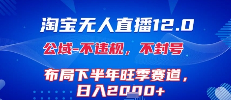 淘宝无人直播12.0，不封号，不违规，布局下半年旺季赛道，日入1k+(独家技术)【揭秘】 - 创享网-创享网