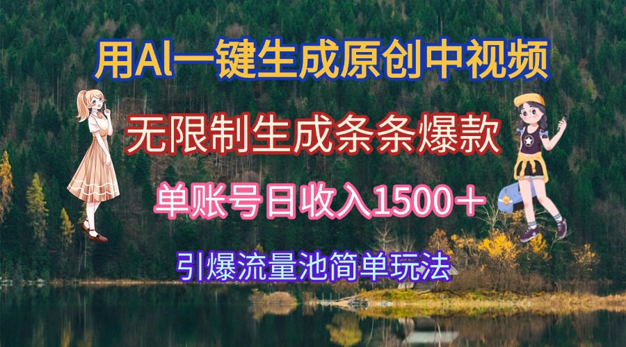 用Al一键生成原创中视频，无限制生成条条爆款，单账号日收入1500＋引爆… - 创享网-创享网