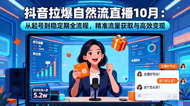 抖音拉爆自然流直播10月:从起号到稳定期全流程,精准流量获取与高效变现-创享网