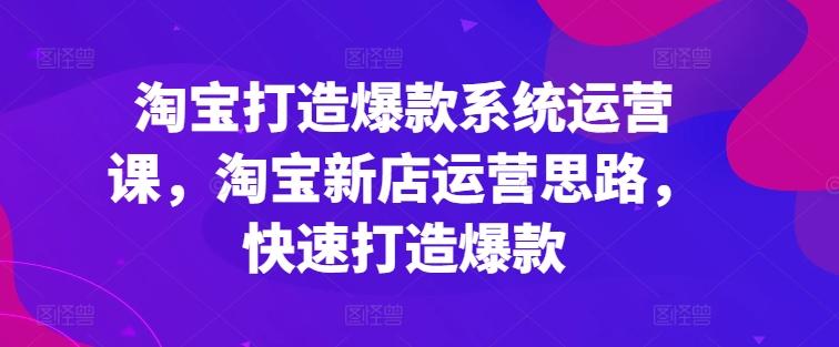 淘宝打造爆款系统运营课，淘宝新店运营思路，快速打造爆款 - 创享网-创享网
