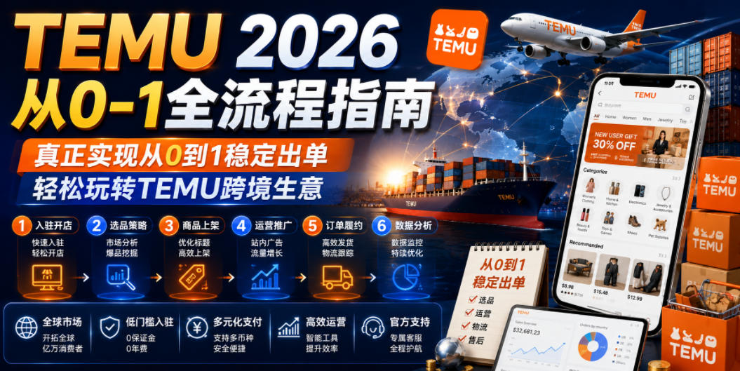 TEMU 2026从0-1全流程指南，真正实现从0到1稳定出单，轻松玩转TEMU跨境生意-创享网