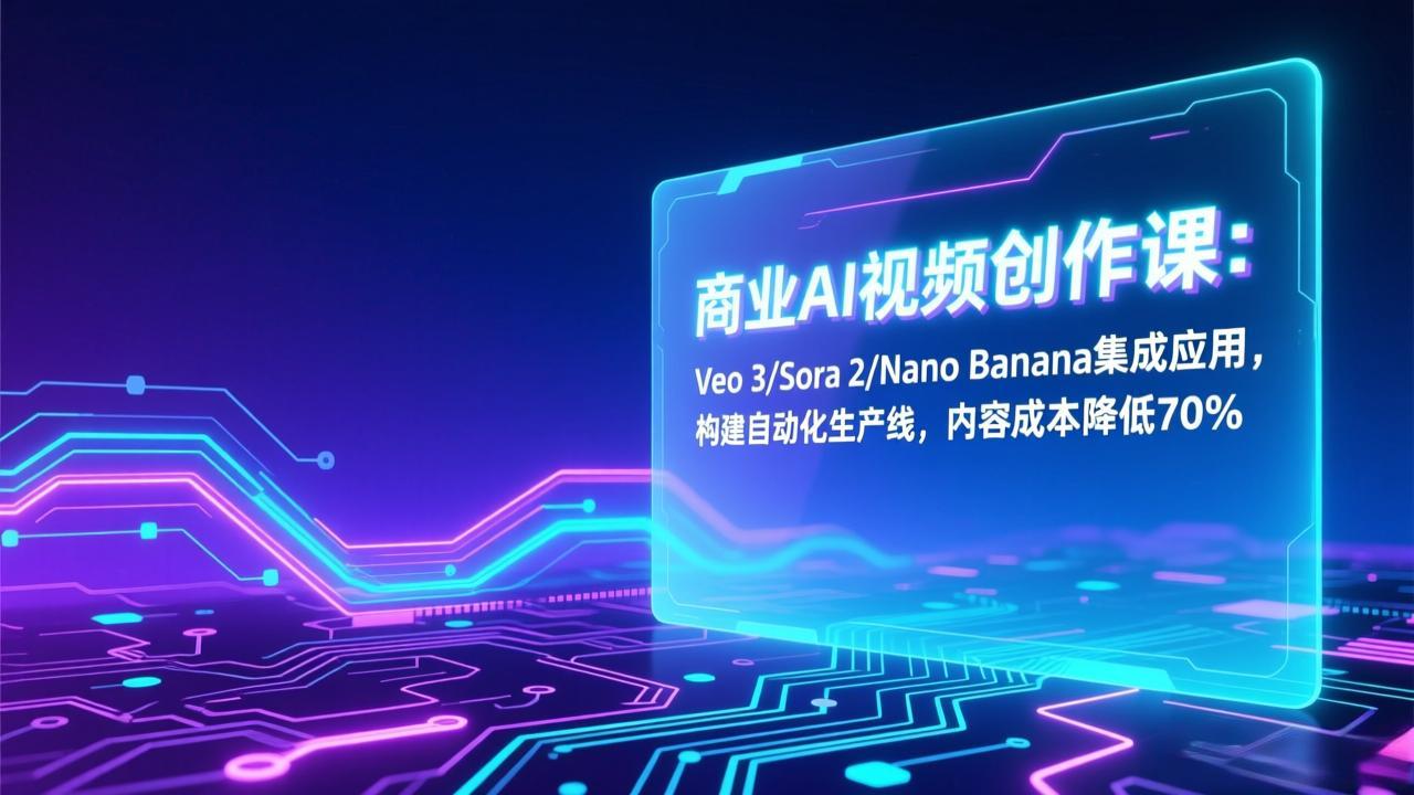 商业AI视频创作课：Veo 3/Sora 2/Nano Banana集成应用，构建自动化生产线，内容成本降低70%-创享网