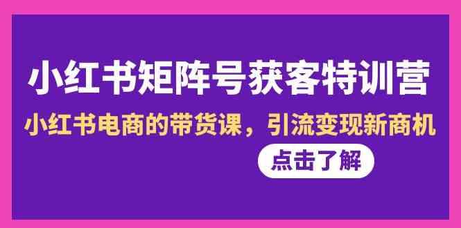 小红书矩阵号获客特训营-第10期，小红书电商的带货课，引流变现新商机 - 创享网-创享网