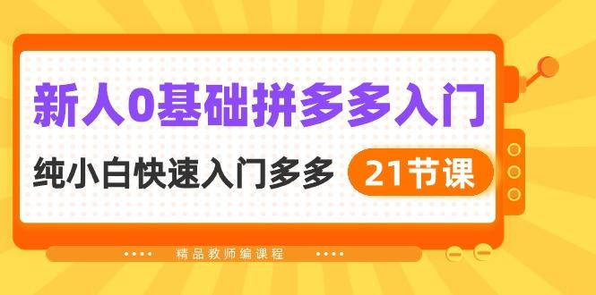 新人0基础拼多多入门，​纯小白快速入门多多(21节课 - 创享网-创享网