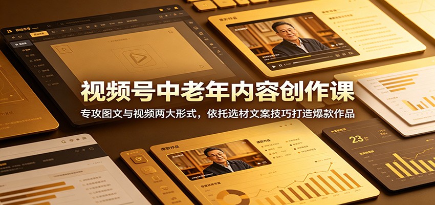 视频号中老年内容创作课：专攻图文与视频两大形式，依托选材文案技巧打造爆款作品-创享网
