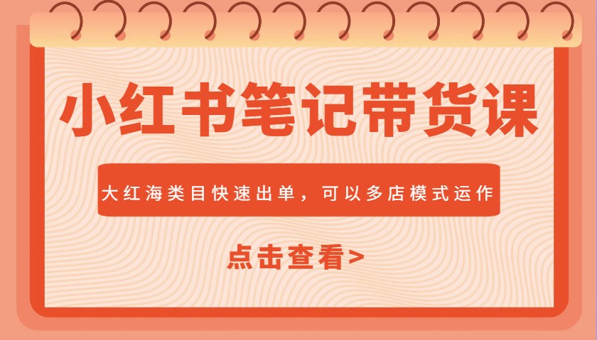 小红书笔记带货课，大红海类目快速出单，市场大，可以多店模式运作(更新) - 创享网-创享网