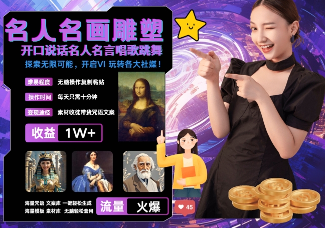 世界名画名人名言超强反转唱歌跳舞说话 吸睛火爆流量爆炸 每天三分钟 轻松月入破W - 创享网-创享网