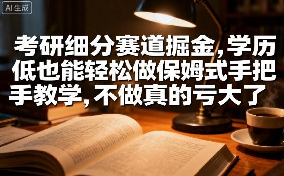 考研细分赛道掘金，日入1k+，学历低也能轻松做保姆式手把手教学，不做真的亏大了【揭秘】 - 创享网-创享网