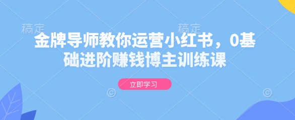 金牌导师教你运营小红书，0基础进阶赚钱博主训练课 - 创享网-创享网