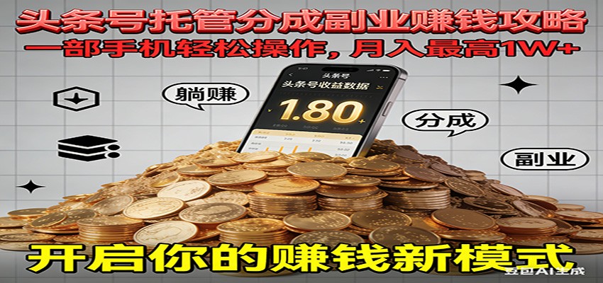 全程托管今日头条,一部手机就可以开干,最高躺赚1W+-创享网