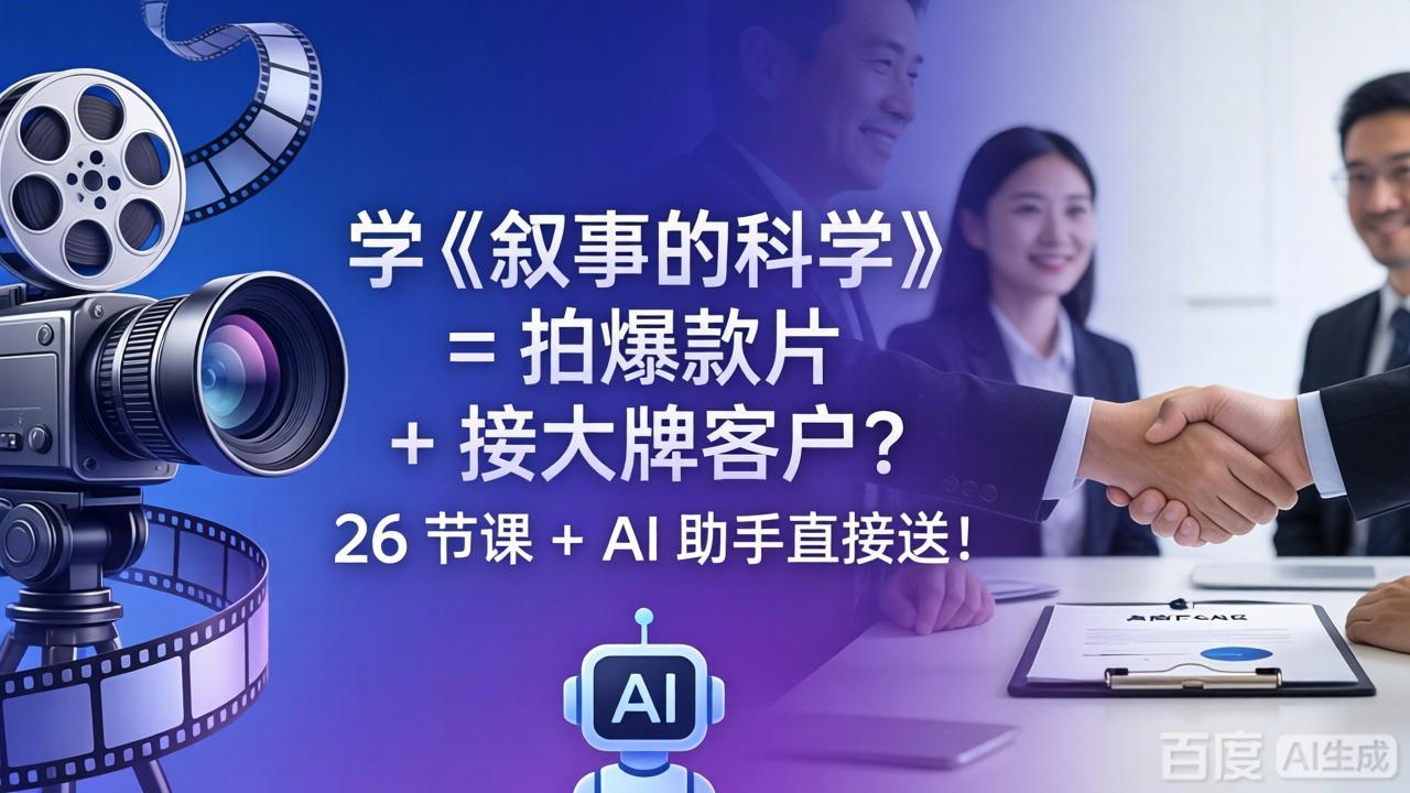 学《叙事的科学》= 拍爆款片 + 接大牌客户？26 节课 + AI 助手直接送！-创享网